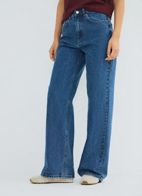 Широкие джинсы с высокой посадкой, Синий