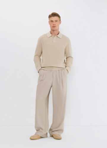 Поло с длинным рукавом, Бежевый