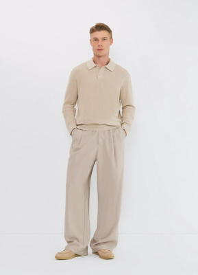 Поло с длинным рукавом, Бежевый