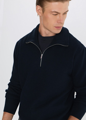 Текстурный джемпер на молнии, Синий