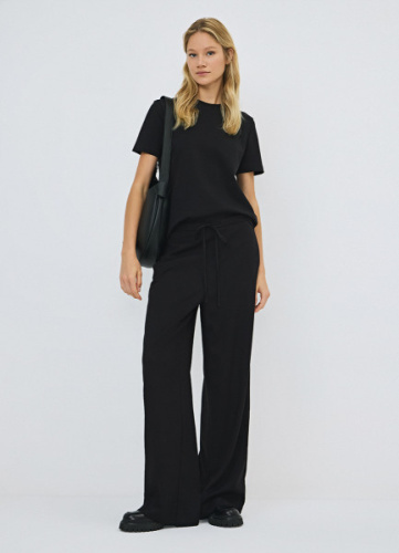 Прямые брюки с эластичным поясом, Черный