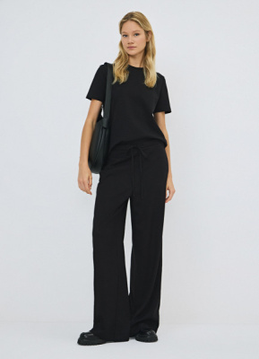 Прямые брюки с эластичным поясом, Черный