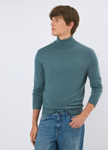 Базовый джемпер с высоким воротником, Голубой