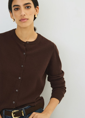Укороченный кардиган на пуговицах, Коричневый