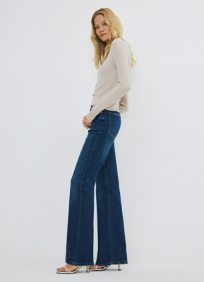 Джинсы клёш с высокой посадкой, Синий