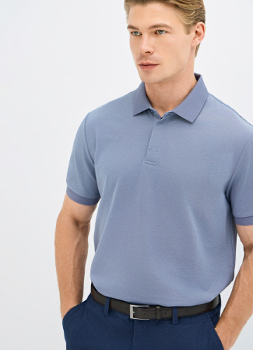 Поло из шелковистого пике, Синий