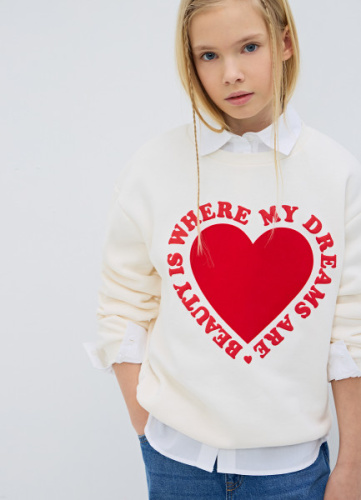Свитшот оверсайз для девочек, Бежевый