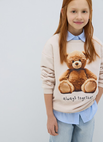 Свитшот оверсайз для девочек, Бежевый