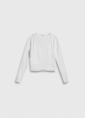 Лонгслив с майкой для девочек, Белый