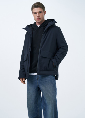 Утеплённая парка с накладными карманами, Синий