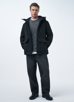 Утеплённая парка с накладными карманами, Черный