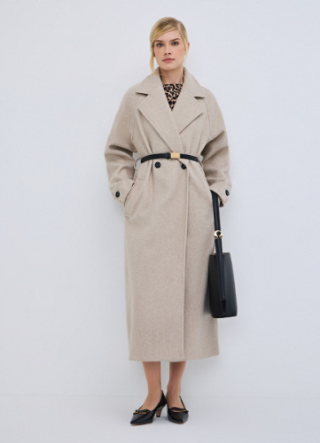 Пальто с поясом, Бежевый
