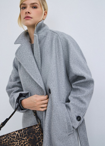 Пальто с поясом, Серый