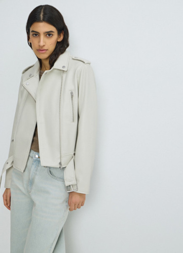 Куртка-косуха из искусственной кожи, Бежевый