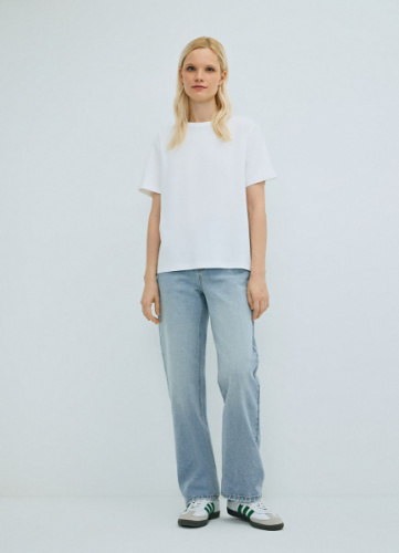 Прямые джинсы с высокой посадкой, Голубой