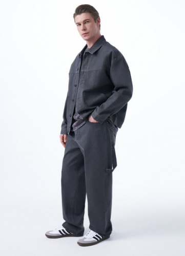 Текстурные брюки с накатом, Серый