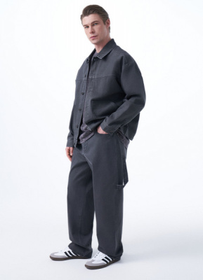 Текстурные брюки с накатом, Серый