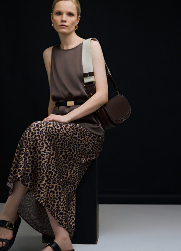 Сатиновая юбка макси, Бежевый