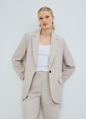 Однобортный жакет из поливискозы, Бежевый