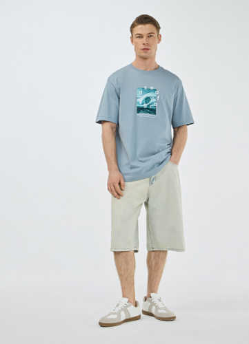 Футболка с морским принтом, Голубой