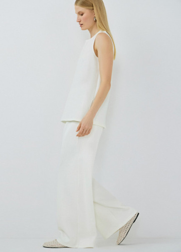 Широкие брюки из мягкого пике, Белый