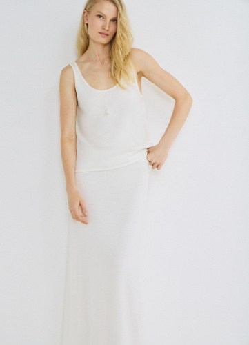 Вязаная юбка из струящейся пряжи, Белый