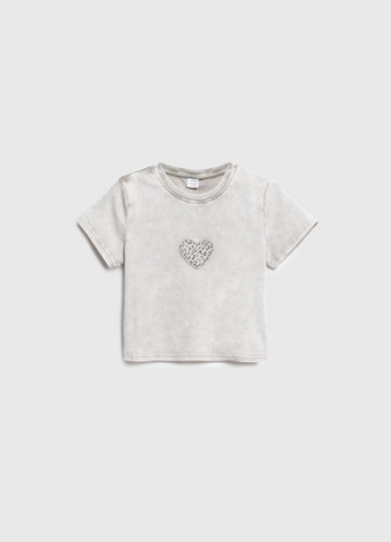 Футболка с аппликацией для девочек, Серый