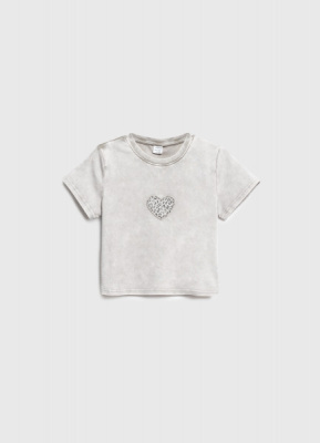 Футболка с аппликацией для девочек, Серый