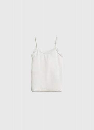 Майка с кружевом для девочек, Белый