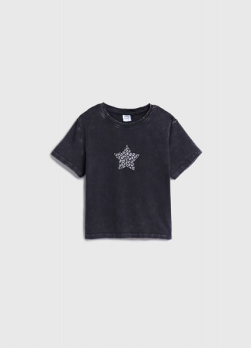 Футболка с аппликацией для девочек, Серый