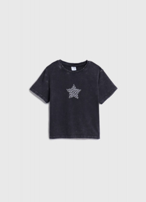 Футболка с аппликацией для девочек, Серый