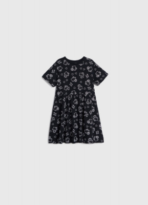 Трикотажное платье c принтом Hello Kitty для девочек, Черный
