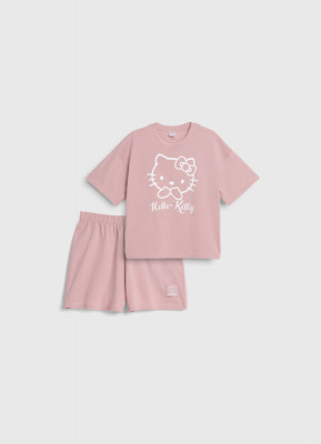 Пижама с принтом Hello Kitty для девочек, Розовый