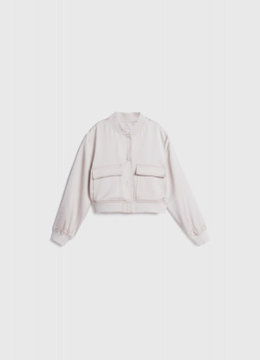 Сатиновый бомбер для девочек, Бежевый