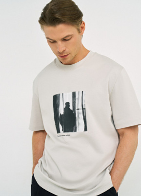 Футболка с принтом и патчем, Белый