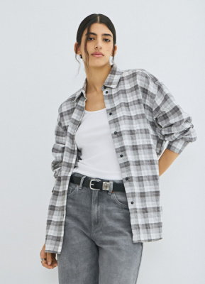 Рубашка из жатого хлопка, Серый