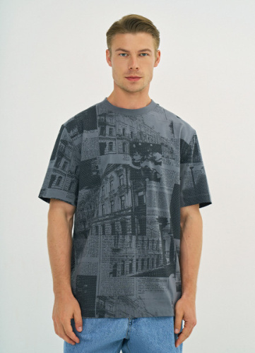 Футболка с принтом, Серый