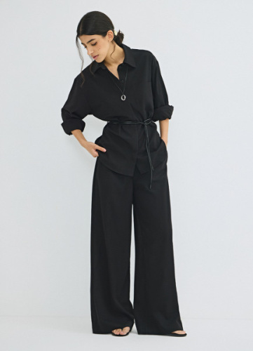 Широкие брюки с эластичным поясом, Черный