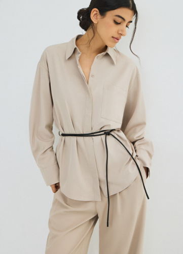 Рубашка с поясом-шнуром, Бежевый