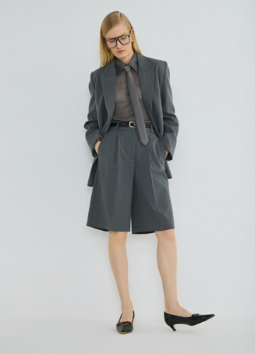 Классические шорты со складками, Серый