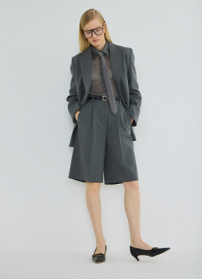 Классические шорты со складками, Серый