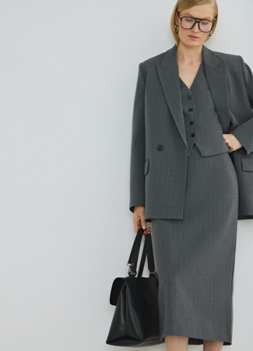 Прямая юбка миди, Серый