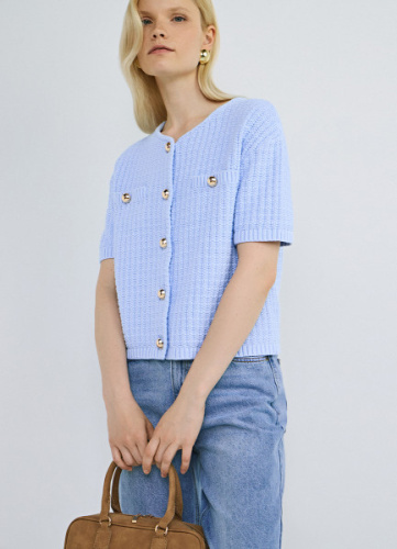 Кардиган с коротким рукавом, Голубой