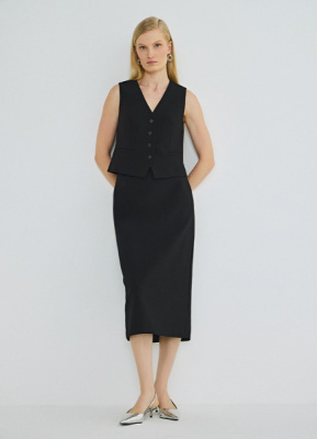 Прямая юбка миди, Черный
