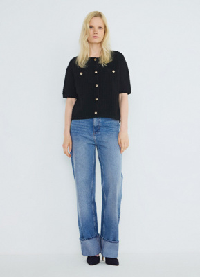 Прямые джинсы с отворотами, Голубой