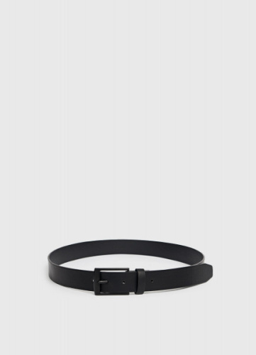 Ремень из искусственной кожи с пряжкой, Черный