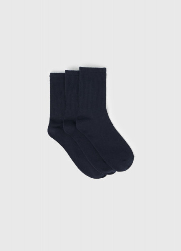 Высокие носки в рубчик, 3 пары, Синий