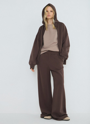 Широкие брюки с эластичным поясом, Коричневый