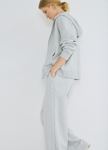 Широкие брюки с эластичным поясом, Серый