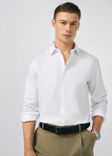 Рубашка из структурной ткани, Белый